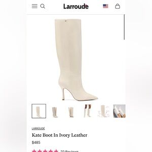 LARROUDE KATE BOOT IN IVORY LEATHER